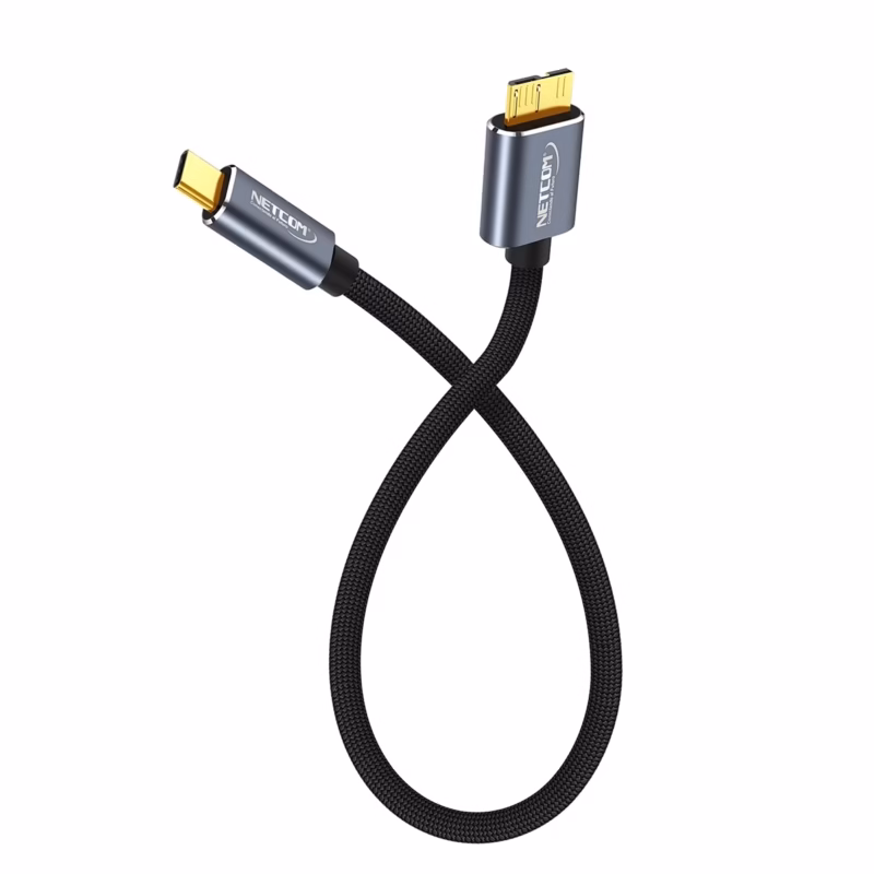 Cable USB C a Micro B de cm Enmallado NETCOM PE CA La Conexión Perfecta para tu Disco Duro Portátil