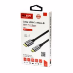 Cable USB-C a Micro-B de 30cm Enmallado NETCOM PE-CA0103: La Conexión Perfecta para tu Disco Duro Portátil, Cable premium USB-C a Micro-B 3.0 Netcom PE-CA0103 de 30cm enmallado, mostrando sus conectores de aluminio para discos duros externos, un producto de HD Multimedia PERU SAC.