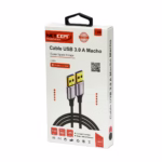 La Conexión Especializada que Necesitas: Cable USB 3.0 Macho a Macho Premium de 1.8 Metros Netcom, Cable USB 3.0 premium de 1.8 metros Netcom PE-AM0303, mostrando sus dos conectores macho USB-A con cabezales de aleación de aluminio, un producto de HD Multimedia PERU SAC. Cable USB Macho 1.8 Metros USB 3.0 5Gbps NETCOM PE-US0032