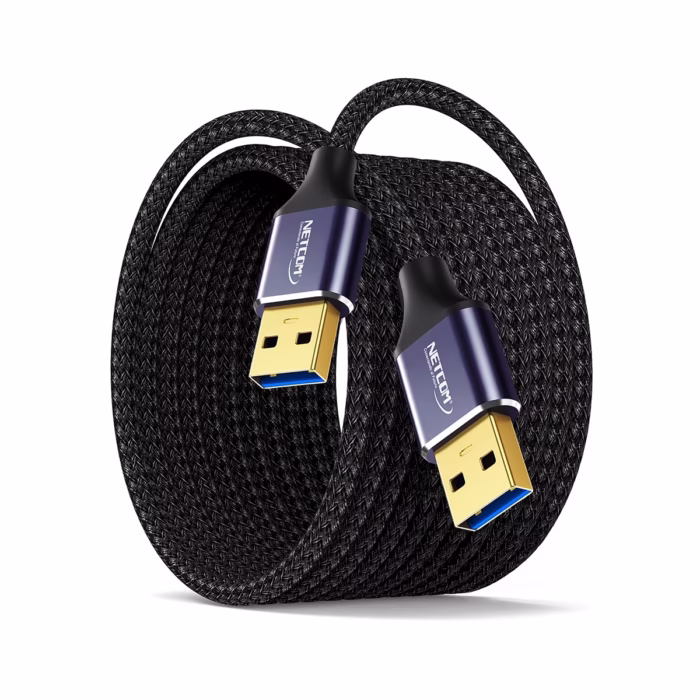 Cable USB Macho  Metros USB  Gbps NETCOM PE AM Máximo Alcance para tus Periféricos Cable USB  premium de  metros Netcom PE AM mostrando sus dos conectores macho USB A con cabezales de aleación de aluminio un producto de HD Multimedia PERU SAC