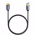 Cable USB a Micro-B de 1MT para Disco Externo (USB 3.0 a Micro-B USB 3.0 5Gbps) NETCOM PE-CA1002, Cable premium USB 3.0 a Micro-B Netcom PE-CA1002 de 1 metro, mostrando el conector USB-A y el conector ancho Micro-B 3.0 para discos duros, un producto de HD Multimedia PERU SAC.