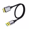Cable USB a Micro B de cm para Disco Externo Cable Enmallado NETCOM PE CA Cable premium USB  a Micro B Netcom PE CA de cm enmallado mostrando sus conectores de aluminio para discos duros externos un producto de HD Multimedia PERU SAC Cable para Disco Externo