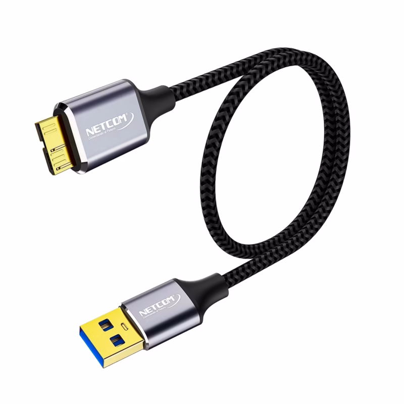 Cable USB a Micro B de cm para Disco Externo Cable Enmallado NETCOM PE CA