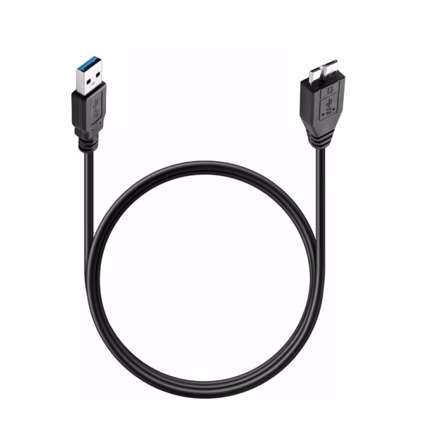 Cable para Disco Externo USB a Micro-B de 1MT NETCOM PE-US0075/1M: La Conexión Esencial para tu Disco Duro Externo, Cable USB 3.0 a Micro-B de 1 metro Netcom, mostrando el conector USB-A y el conector ancho Micro-B 3.0 para discos duros externos, un producto de HD Multimedia PERU SAC.