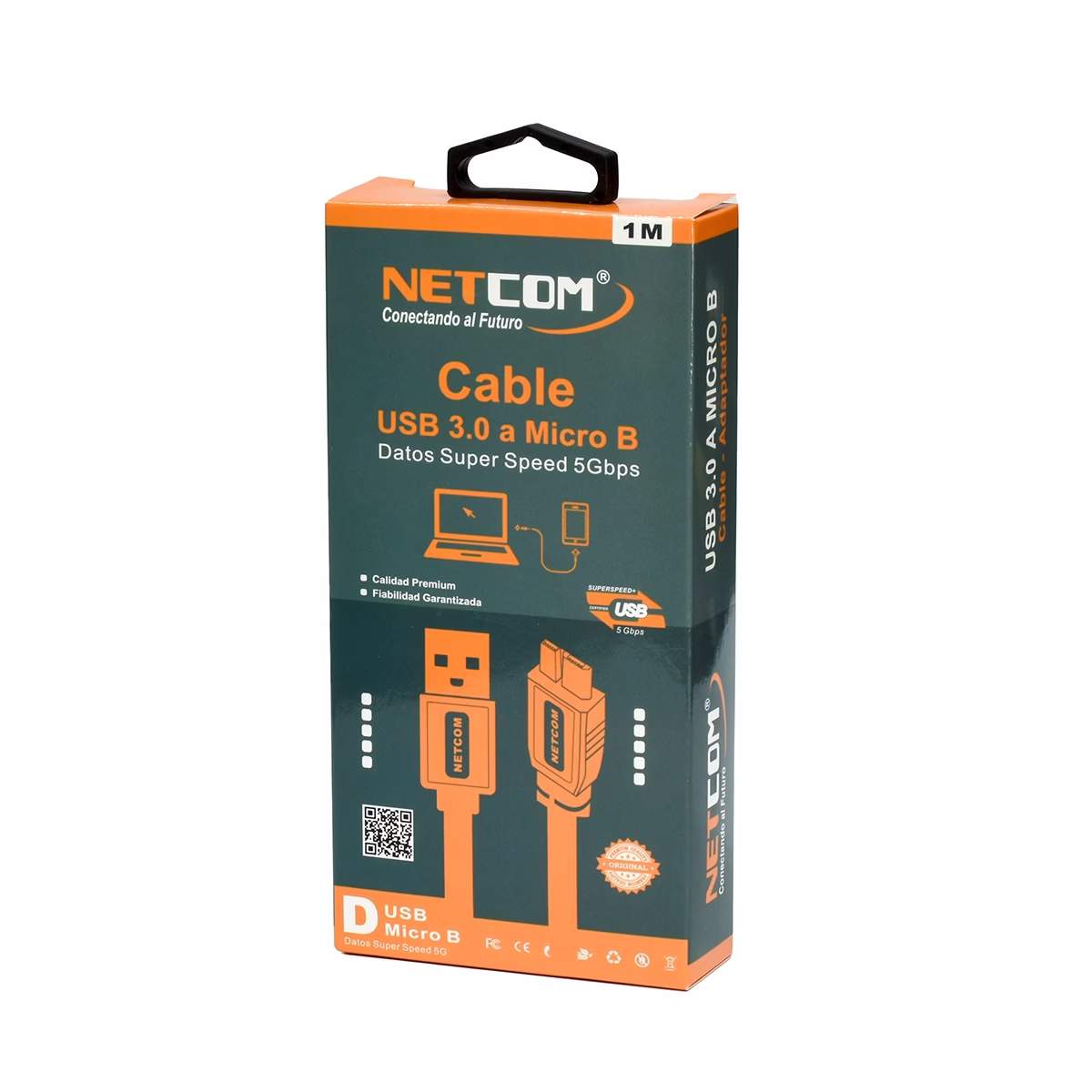 Cable para Disco Externo USB a Micro-B de 1MT NETCOM PE-US0075/1M: La Conexión Esencial para tu Disco Duro Externo Cable para Disco Externo USB a Micro-B de 1MT NETCOM PE-US0075/1M: La Conexión Esencial para tu Disco Duro Externo, Cable USB 3.0 a Micro-B de 1 metro Netcom, mostrando el conector USB-A y el conector ancho Micro-B 3.0 para discos duros externos, un producto de HD Multimedia PERU SAC.
