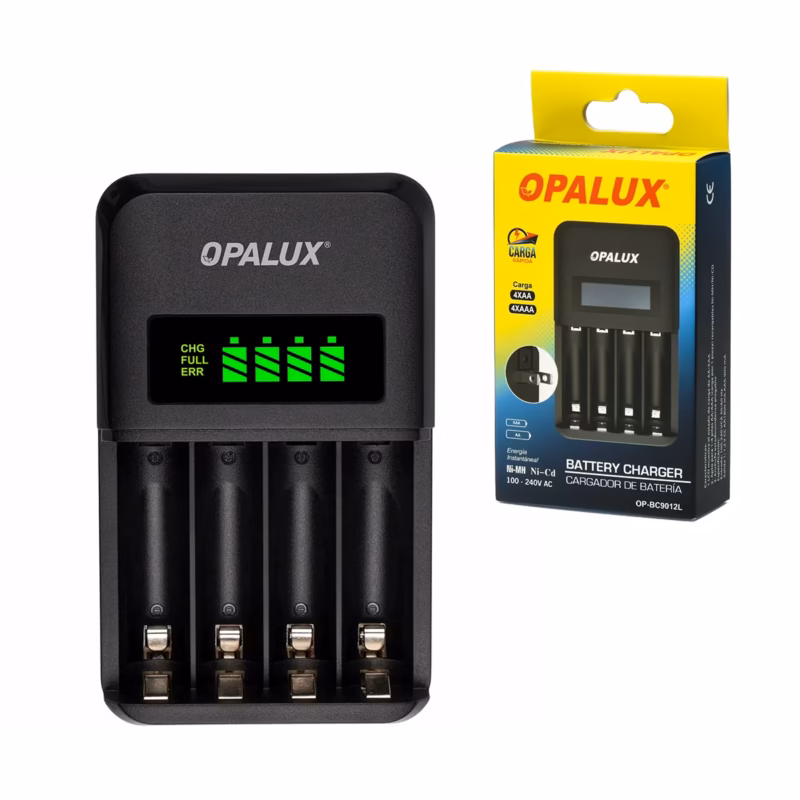 Cargador de Pilas Rápido Opalux OP BCL AAAAA con Pantalla LCD Indicador de Carga