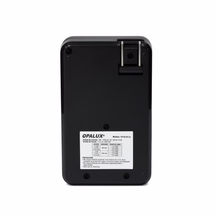 Cargador de Pilas Rápido con Pantalla LCD Opalux OP BCL AAAAA Cargador de pilas rápido Opalux OP BCL con pantalla LCD mostrando el estado de carga de las pilas AA un producto de HD Multimedia PERU SAC