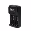 Cargador de Pilas y Baterías Ni MH Ni Cd Opalux OP BC El Dispositivo ideal para el Hogar o la Oficina Cargador de pilas universal Opalux OP BC de color negro mostrando sus  bahías para AAAAA y  bahías para baterías V un producto de HD Multimedia PERU SAC