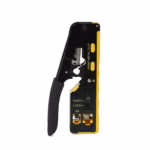 Crimping RJ45 EZ Cat6/5e Pass Through LT USA HT-719: Conexiones más Seguras y Confiables, Herramienta de crimpado (crimping tool) LT USA HT-719 para conectores RJ45 Pass Through (EZ), mostrando sus cuchillas de corte y pelado, un producto para redes de HD Multimedia PERU SAC.