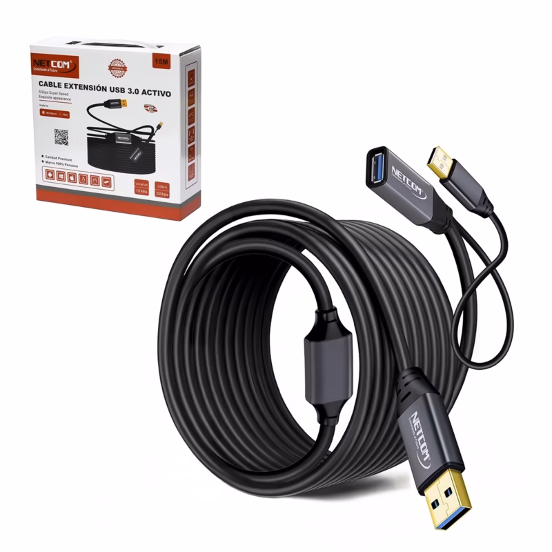 Extensión USB   Metros Activo Gbps NETCOM PE EX Conecta tus Dispositivos USB  a  Metros sin Perder Velocidad