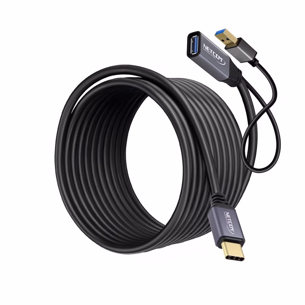 Extensión USB C a USB A MT Activa GBPS W NETCOM PE EX Lleva tu Conexión USB C a  Metros sin Perder Velocidad Extensor USB C MT con amplificador y conectores Gold Plated HD Multimedia PERU SAC