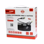 Extensión USB-C a USB-A de 20MT Activo 5GBPS 60W NETCOM PE-EX0320: Extiende tu Conexión USB-C a 20 Metros sin Perder Velocidad, Cable extensor USB-C activo de 20 metros Netcom PE-EX0320, mostrando el conector de entrada USB-C y el extremo hembra USB-A con su conector de alimentación, un producto de HD Multimedia PERU SAC.