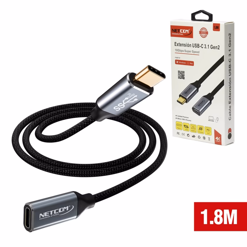 Cable Extensión USB C de MT USB  Gen Gbps NETCOM PE CA