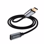 Cable Extensión USB-C de 1.8MT USB 3.1 Gen2 10Gbps NETCOM PE-CA0109, Cable de extensión USB-C a USB-C de 1.8 metros Netcom PE-CA0109, enmallado y con conectores de aluminio, soporta 10Gbps, 100W PD y 4K, un producto de HD Multimedia PERU SAC.
