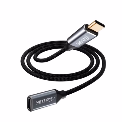 Cable Extensión USB-C de 1.8MT USB 3.1 Gen2 10Gbps NETCOM PE-CA0109, Cable de extensión USB-C a USB-C de 1.8 metros Netcom PE-CA0109, enmallado y con conectores de aluminio, soporta 10Gbps, 100W PD y 4K, un producto de HD Multimedia PERU SAC.