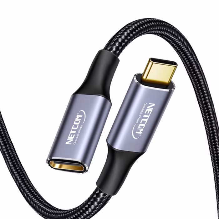 Cable Extensión USB C de MT USB  Gen Gbps NETCOM PE CA Cable de extensión USB C a USB C de  metros Netcom PE CA enmallado y con conectores de aluminio soporta Gbps W PD y K un producto de HD Multimedia PERU SAC