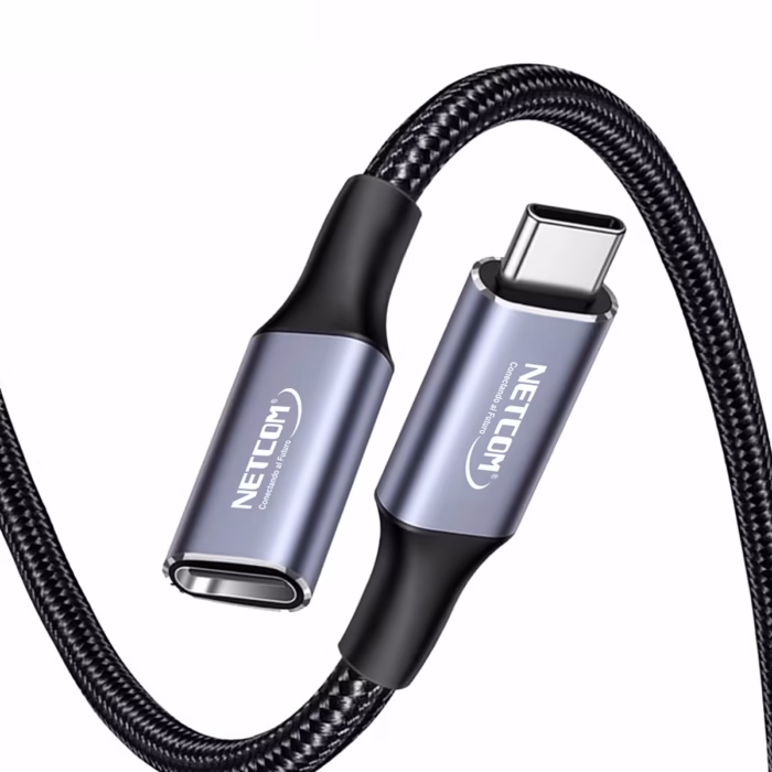 Cable Extensión USB C de MT USB  Gen Gbps NETCOM PE CA  Cable Extensión USB C de MT USB  Gen Gbps NETCOM PE CA Cable de extensión USB C a USB C de  metro Netcom PE CA enmallado y con conectores de aluminio soporta Gbps W PD y K un producto de HD Multimedia PERU SAC  HD Multimedia PERU SAC