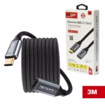 Cable Extensión USB-C 3MT USB 3.1 Gen2 10Gbps NETCOM PE-CA0113, Cable de extensión USB-C a USB-C de 3 metros Netcom PE-CA0113, enmallado y con conectores de aluminio, soporta 10Gbps, 100W PD y 4K, un producto de HD Multimedia PERU SAC.