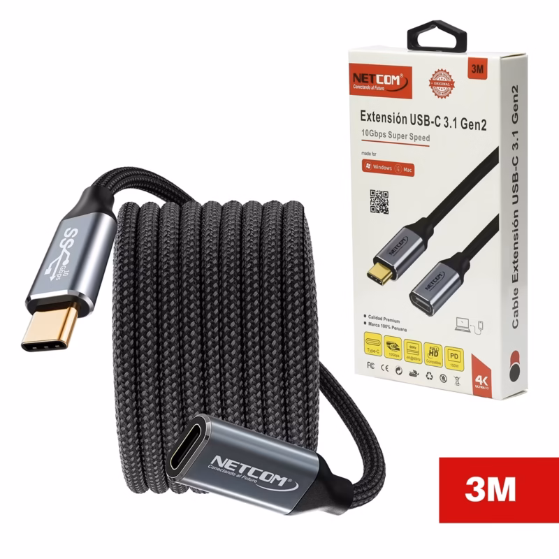 Cable Extensión USB C MT USB  Gen Gbps NETCOM PE CE