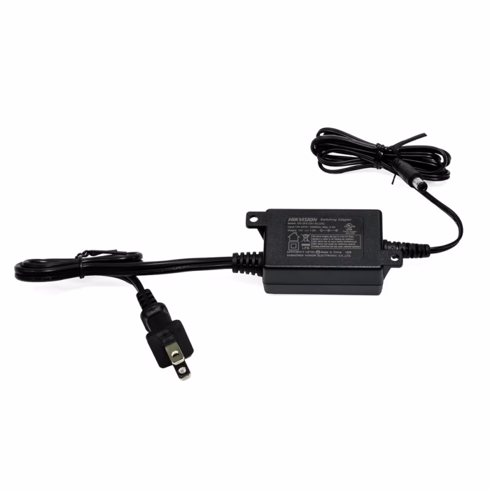 Adaptador V A Switching con Voltaje Regulado HikVision DS FA DLUS El Equipo Ideal para tus Cámaras de Seguridad Adaptador Hikvision V A DS FA DL con orejas de montaje en pared disponible en HD Multimedia PERU SAC