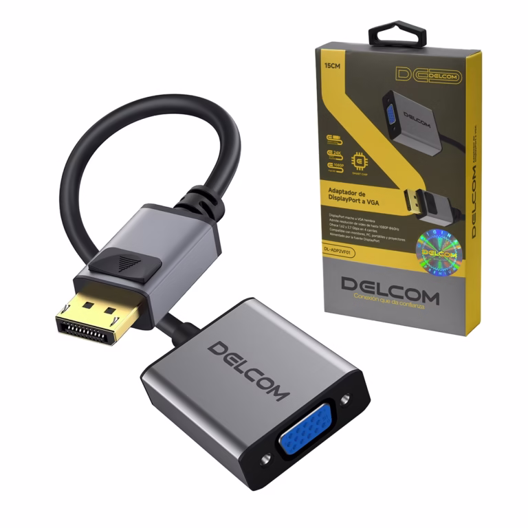 Adaptador DisplayPort a VGA Activo Full HD 1080p@60Hz Delcom DL-ADP2VF01, Adaptador activo DisplayPort a VGA 1080p Delcom DL-ADP2VF01, con conectores de aluminio y contactos dorados, un producto de HD Multimedia PERU SAC.