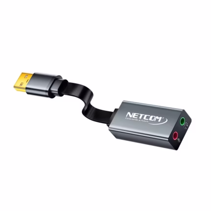 Cable Adaptador USB a Audio con Micrófono NETCOM PE-SC0035, Adaptador USB a Audio con Micrófono NETCOM PE-SC0035 aluminio en HD Multimedia PERU SAC