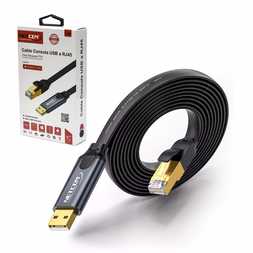 Cable de Consola USB a RJ con Chip FTDI M Netcom PE US | Compatible Cisco Cable Consola USB a RJ Netcom PE US con Chip FTDI disponible en HD Multimedia PERU SAC