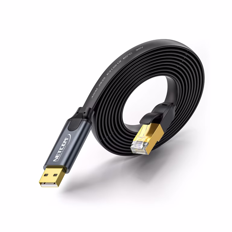 Cable de Consola USB a RJ45 con Chip FTDI 1.8M Netcom PE-US0362 | Compatible Cisco, Cable Consola USB a RJ45 Netcom PE-US0362 con Chip FTDI disponible en HD Multimedia PERU SAC