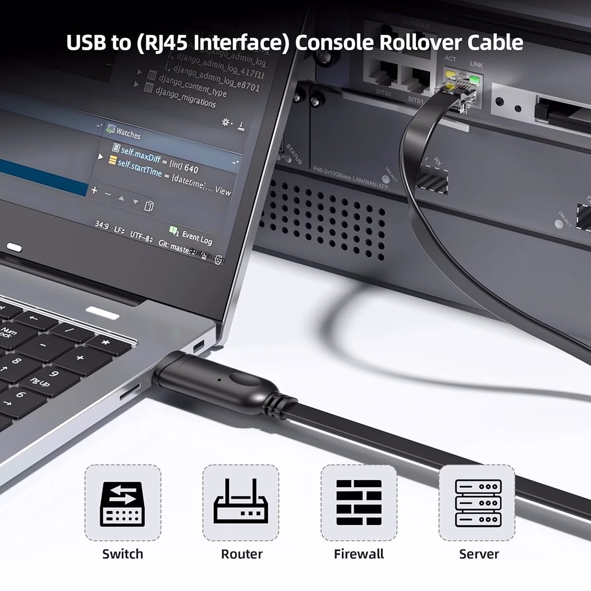 Cable de Consola USB a RJ45 con Chip FTDI 1.8M Netcom PE-US0362 | Compatible Cisco, Cable Consola USB a RJ45 Netcom PE-US0362 con Chip FTDI disponible en HD Multimedia PERU SAC