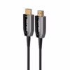 Cable HDMI de MT KHz en Fibra Optica AOC v HDR eARC Gbps Delcom DL HAOC  Cable HDMI  de Fibra Óptica Activa AOC Delcom de  metros mostrando sus conectores metálicos dorados marcados como Source y Display un producto de HD Multimedia PERU SAC