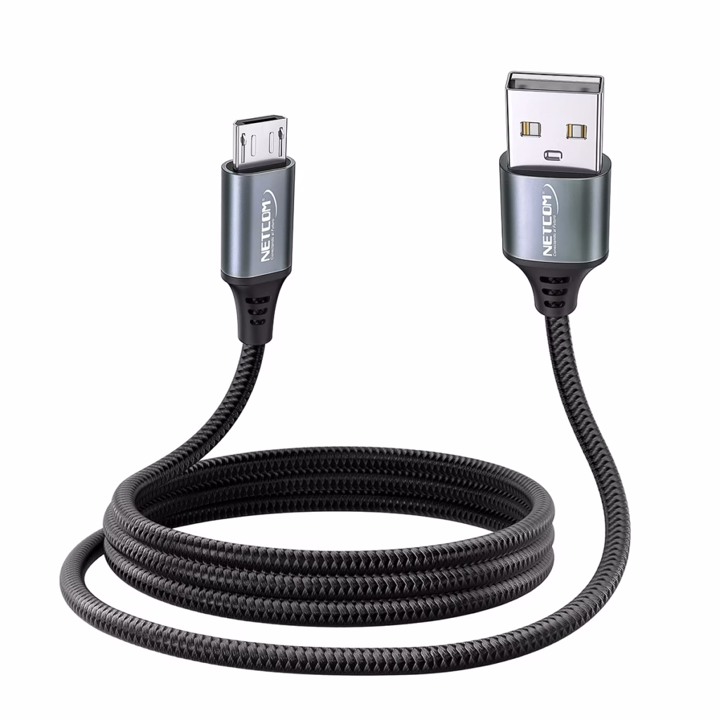 Cable Micro USB a USB Mt Enmallado Mbps W Premium NETCOM PE CA Cable Micro USB a USB de  metro Netcom PE CA enmallado en nylon y con conectores de aluminio un producto para carga rápida de HD Multimedia PERU SAC