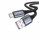 Cable Micro USB a USB 1Mt Enmallado 480Mbps 18W Premium NETCOM PE-CA0110, Cable Micro USB a USB de 1 metro Netcom PE-CA0110, enmallado en nylon y con conectores de aluminio, un producto para carga rápida de HD Multimedia PERU SAC.