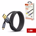 Cable Mini USB 5 Pines a USB 1.8Mts Enmallado 480Mbps Premium NETCOM PE-CA0114, Cable Mini USB 5 Pines a USB de 1.8 metros Netcom PE-CA0114, enmallado en nylon y con conectores de aluminio, un producto para PS3 y cámaras de HD Multimedia PERU SAC.
