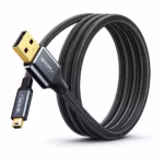 Cable Mini USB 5 Pines a USB 1.8Mts Enmallado 480Mbps Premium NETCOM PE-CA0114, Cable Mini USB 5 Pines a USB de 1.8 metros Netcom PE-CA0114, enmallado en nylon y con conectores de aluminio, un producto para PS3 y cámaras de HD Multimedia PERU SAC.