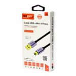 Cable Mini USB 5 Pines a USB 1.8Mts Enmallado 480Mbps Premium NETCOM PE-CA0114, Cable Mini USB 5 Pines a USB de 1.8 metros Netcom PE-CA0114, enmallado en nylon y con conectores de aluminio, un producto para PS3 y cámaras de HD Multimedia PERU SAC.
