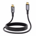Cable Thunderbolt 3 1MT USB-C 40Gbps 100W NETCOM PE-PH0266, Cable Thunderbolt 3 (USB-C a USB-C) de 1 metro Netcom PE-PH0266, enmallado y con conectores de aluminio, soporta 40Gbps, 100W PD y 5K, un producto de HD Multimedia PERU SAC.
