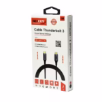 Cable Thunderbolt 3 1MT USB-C 40Gbps 100W NETCOM PE-PH0266, Cable Thunderbolt 3 (USB-C a USB-C) de 1 metro Netcom PE-PH0266, enmallado y con conectores de aluminio, soporta 40Gbps, 100W PD y 5K, un producto de HD Multimedia PERU SAC.
