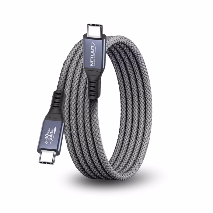 Cable Thunderbolt  MT USB C  Gen Gbps KHz W NETCOM PE PH Cable Thunderbolt  USB C a USB C de  metro Netcom PE PH enmallado y con conectores de aluminio soporta Gbps W PD y K un producto de HD Multimedia PERU SAC