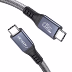 Cable Thunderbolt 4 1MT USB-C 3.2 Gen2 40Gbps 8K@60Hz 240W NETCOM PE-PH0267, Cable Thunderbolt 4 (USB-C a USB-C) de 1 metro Netcom PE-PH0267, enmallado y con conectores de aluminio, soporta 40Gbps, 240W PD y 8K, un producto de HD Multimedia PERU SAC.
