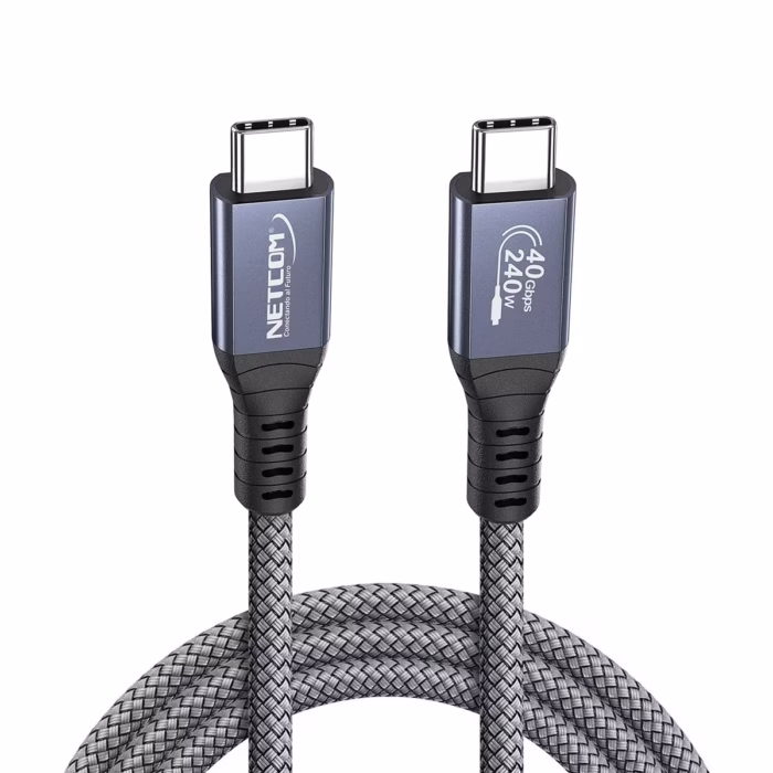 Cable Thunderbolt  MT USB C  Gen Gbps KHz W NETCOM PE PH Cable Thunderbolt  USB C a USB C de  metro Netcom PE PH enmallado y con conectores de aluminio soporta Gbps W PD y K un producto de HD Multimedia PERU SAC