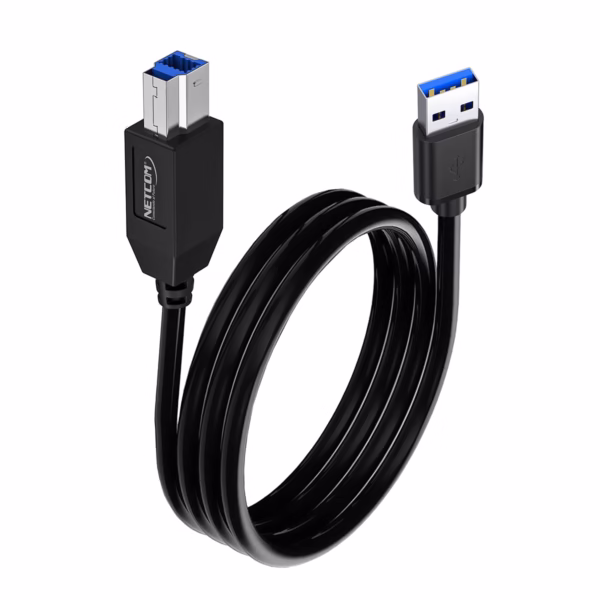 Cable USB 3.0 Tipo B a USB-A de 1.8MT 5Gbps Netcom PE-US0022, Cable USB 3.0 Tipo B (para disco duro) a USB-A Netcom PE-US0022 de 1.8 metros, con conectores metálicos, un producto de HD Multimedia PERU SAC.