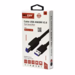 Cable USB 3.0 Tipo B a USB-A de 1.8MT 5Gbps Netcom PE-US0022, Cable USB 3.0 Tipo B (para disco duro) a USB-A Netcom PE-US0022 de 1.8 metros, con conectores metálicos, un producto de HD Multimedia PERU SAC.