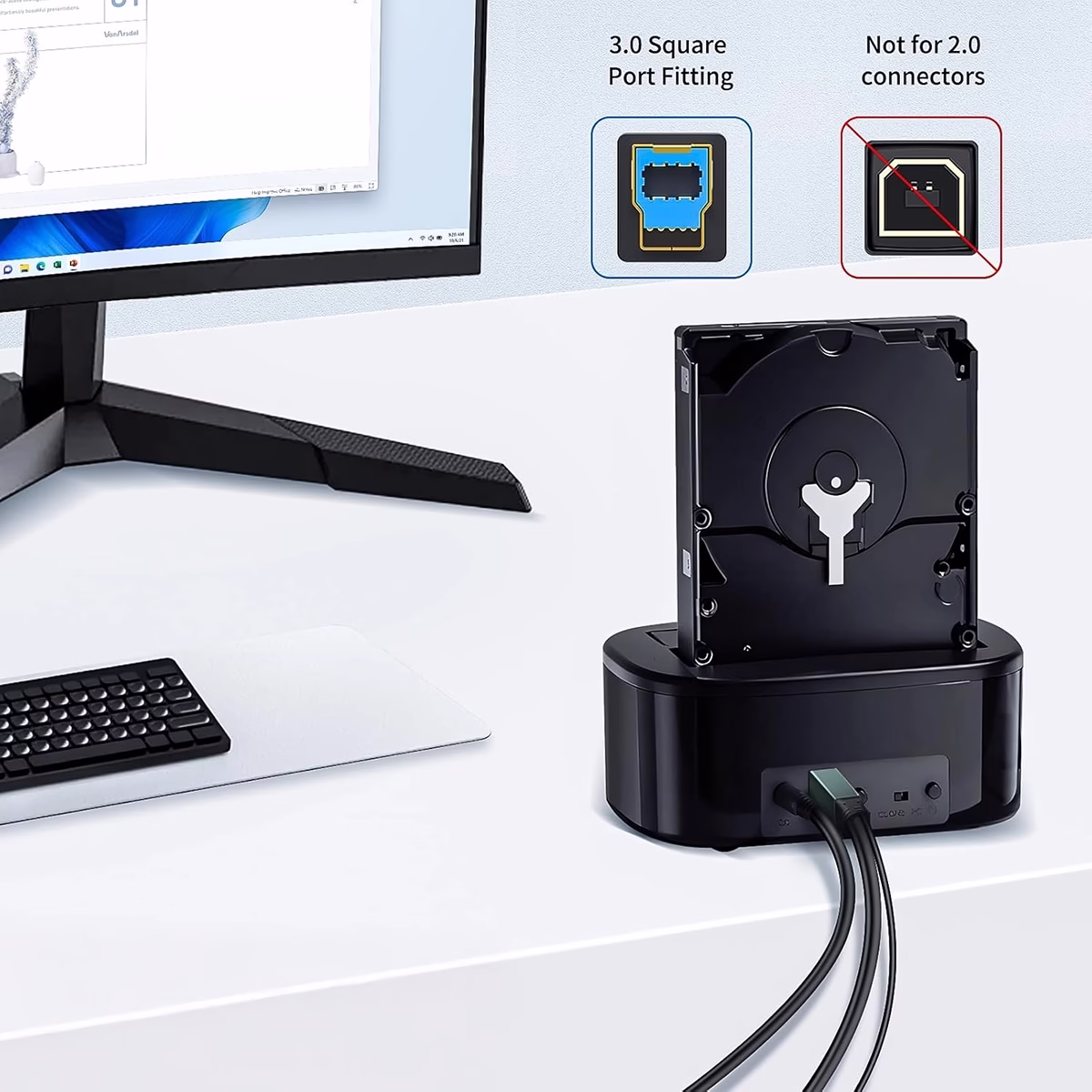 Cable USB 3.0 Tipo B a USB-A de 1.8MT 5Gbps Netcom PE-US0022, Cable USB 3.0 Tipo B (para disco duro) a USB-A Netcom PE-US0022 de 1.8 metros, con conectores metálicos, un producto de HD Multimedia PERU SAC.