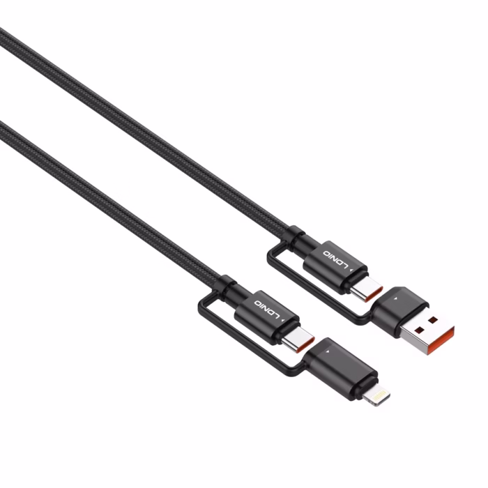 Cable USB  en  USB C Lightning USB A M W Enmallado LDNIO LC Cable de datos y carga W LDNIO LC cargando laptop y iPhone simultáneamente venta en HD Multimedia PERU SAC