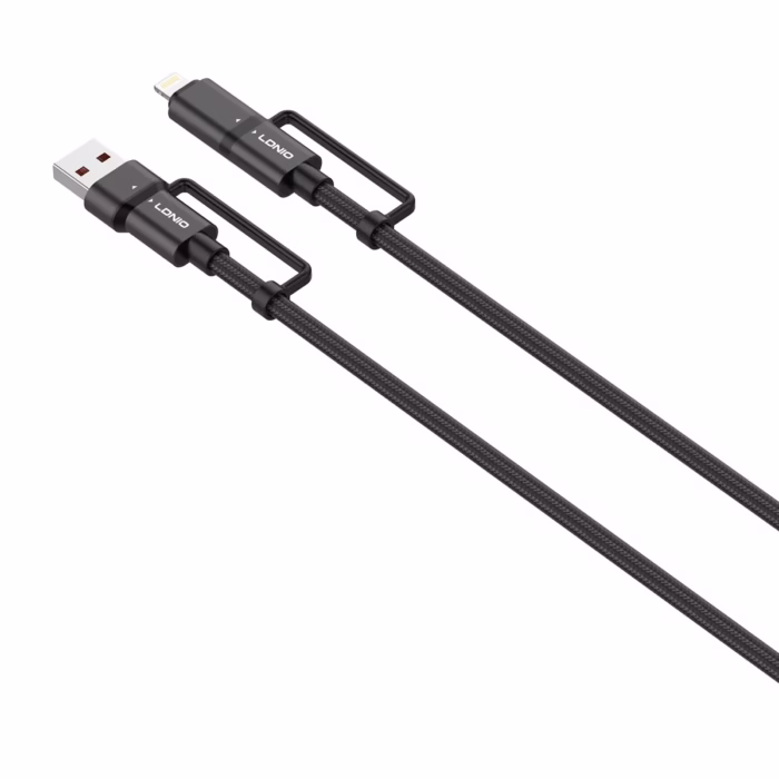 Cable USB  en  USB C Lightning USB A M W Enmallado LDNIO LC Cable de datos y carga W LDNIO LC cargando laptop y iPhone simultáneamente venta en HD Multimedia PERU SAC