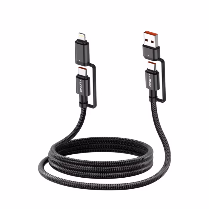 Cable USB  en  USB C Lightning USB A M W Enmallado LDNIO LC Cable de datos y carga W LDNIO LC cargando laptop y iPhone simultáneamente venta en HD Multimedia PERU SAC