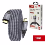 Cable USB-C 1.8MT Gen2x2 20Gbps 4K@60Hz 240W NETCOM PE-CA0302, Cable USB-C a USB-C de 1.8 metros Netcom PE-CA0302, enmallado y con conectores de aluminio, soporta 20Gbps, 240W PD y 4K, un producto de HD Multimedia PERU SAC.