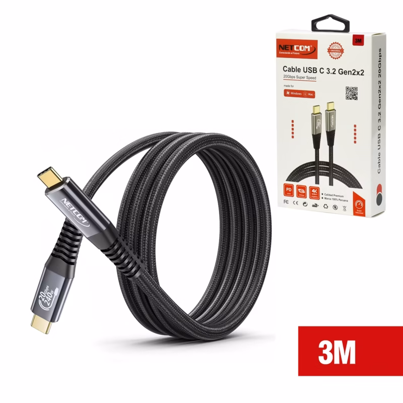 Cable USB C MTS Gen x Gbps KHz W NETCOM PE CA
