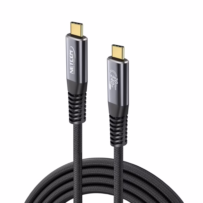 Cable USB C MTS Genx Gbps KHz W NETCOM PE CA Cable USB C a USB C de  metros Netcom PE CA enmallado y con conectores de aluminio soporta Gbps W PD y K un producto de HD Multimedia PERU SAC