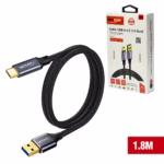 Cable USB-C a USB-A de 1.8mts USB Gen2 10Gbps NETCOM PE-CA0202, Cable USB-A a USB-C de 1.8 metros Netcom PE-CA0202, enmallado y con conectores de aluminio, soporta 10Gbps y 60W de carga, un producto de HD Multimedia PERU SAC.